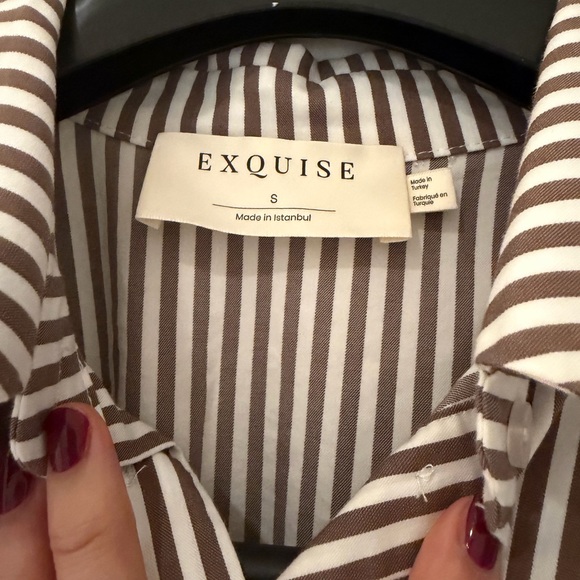 Anthropologie Striped Brown and White Dress - Picture 2 of 2